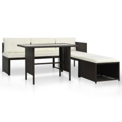 4 részes barna kerti polyrattan társalgó szett
