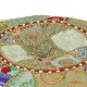 Kézzel készült kerek zöld pamut patchwork puff 40 x 20 cm