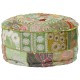 Kézzel készült kerek zöld pamut patchwork puff 40 x 20 cm