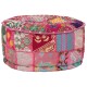 Kézzel készült kerek rózsaszín pamut patchwork puff 40 x 20 cm