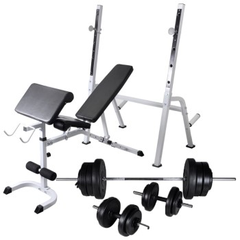 Edzőpad állvánnyal / egykezes és kétkezes súlyzószettel 60,5 kg