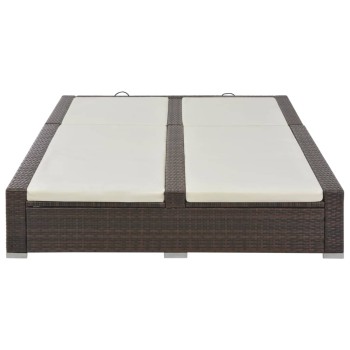 Barna kétszemélyes polyrattan napozóágy