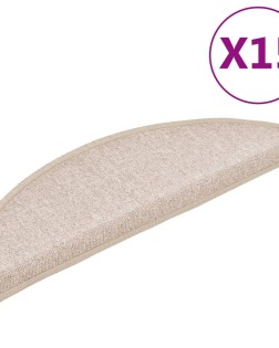 15 db lépcsőszőnyeg 56 x 17 x 3 cm bézs félkör alakú