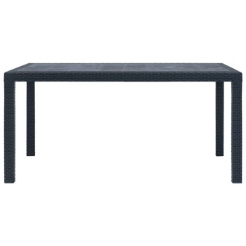 Antracit rattan hatású műanyag kerti asztal 150 x 90 x 72 cm