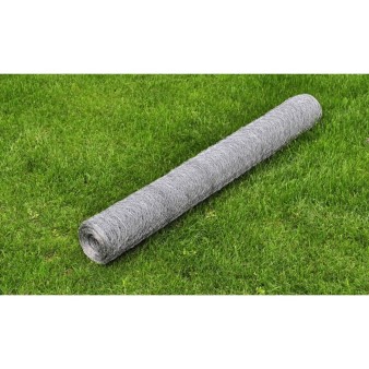 Ezüst horganyzott acél csirkeháló drótkerítés 25 x 0,5 m