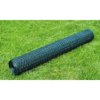 Zöld pvc-bevonatú acél csirkeháló drótkerítés 25 x 1 m
