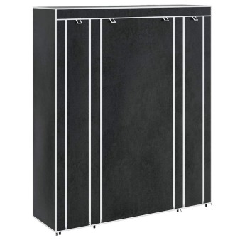 Fekete szövet ruhásszekrény tárolórekeszekkel 45x150x176 cm