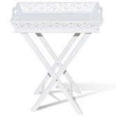 Fehér kisasztal tálcával