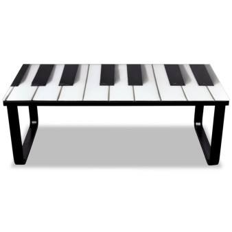 Dohányzóasztal zongora mintás üveglappal