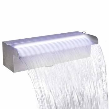 Négyszögletes rozsdamentes acél medence szökőkút led fényekkel 30 cm