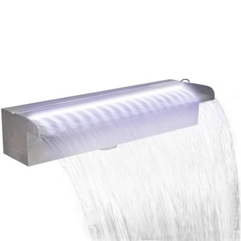 Négyszögletes rozsdamentes acél medence szökőkút led fényekkel 45 cm