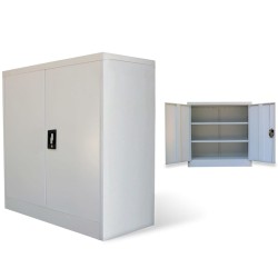 Szürke kétajtós acél irodai szekrény 90 cm