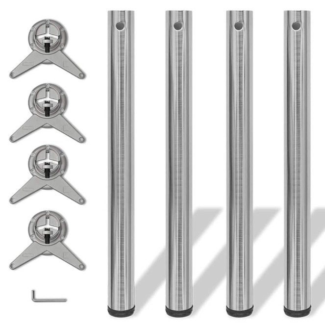 4 db állítható magasságú csiszolt nikkel asztalláb 710 mm 4 db állítható magasságú csiszolt nikkel asztalláb 710 mm