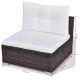 10-részes barna polyrattan kerti bútorszett párnákkal 10-részes barna polyrattan kerti bútorszett párnákkal