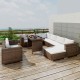 10-részes barna polyrattan kerti bútorszett párnákkal 10-részes barna polyrattan kerti bútorszett párnákkal