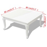 Magasfényű fehér dohányzóasztal 80 x 80 x 42 cm Magasfényű fehér dohányzóasztal 80 x 80 x 42 cm