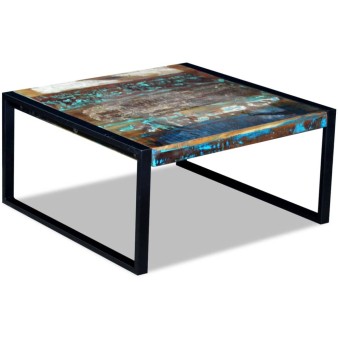 Tömör újrahasznosított fa dohányzóasztal 80 x 80 x 40 cm