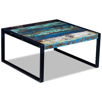 Tömör újrahasznosított fa dohányzóasztal 80 x 80 x 40 cm