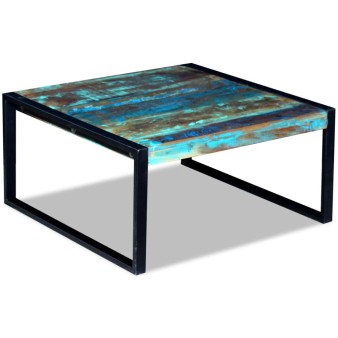 Tömör újrahasznosított fa dohányzóasztal 80 x 80 x 40 cm