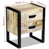 43x33x51 cm 2 fiókos tömör mangófa kis asztal 43x33x51 cm 2 fiókos tömör mangófa kis asztal