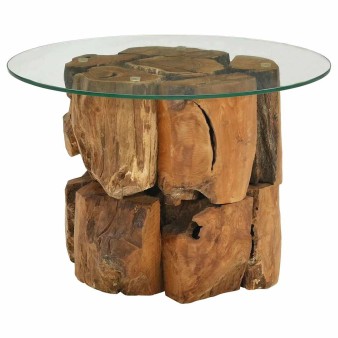 Tömör tíkfa uszadék dohányzóasztal 60 cm