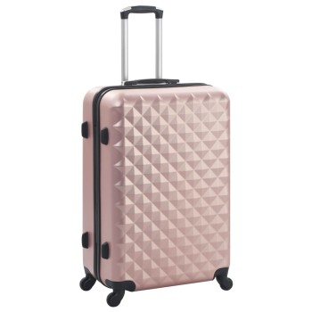 3 db rozéarany színű keményfalú abs gurulós bőrönd
