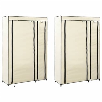 2 db krémszínű összecsukható szövet ruhásszekrény 110x45x175 cm