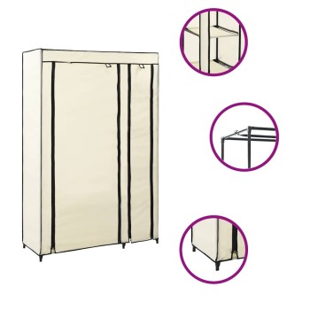 2 db krémszínű összecsukható szövet ruhásszekrény 110x45x175 cm