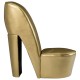Aranyszínű magas sarkú cipő formájú műbőr szék