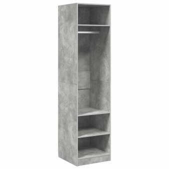 Betonszürke szerelt fa ruhásszekrény 50 x 50 x 200 cm