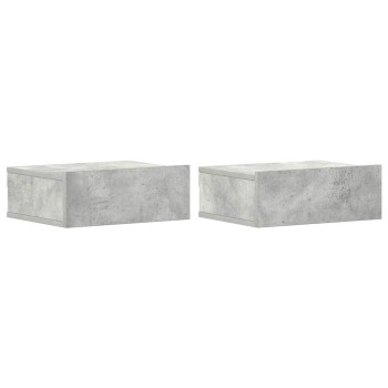2 db betonszürke szerelt fa függő éjjeliszekrény 40x30x15 cm