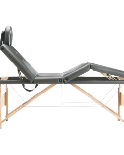 4 zónás antracitszürke masszázsasztal fa vázzal 186 x 68 cm