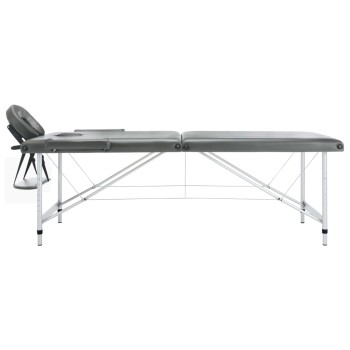2 zónás antracit masszázsasztal alumínium vázzal 186 x 68 cm
