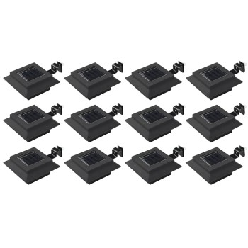 12 db fekete négyzet alakú kültéri napelemes led lámpa 12 cm
