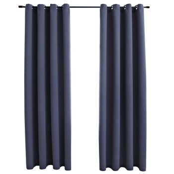2 db antracitszürke sötétítőfüggöny fémgyűrűkkel 140 x 175 cm