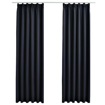 2 db antracitszürke sötétítőfüggöny kampókkal 140 x 175 cm