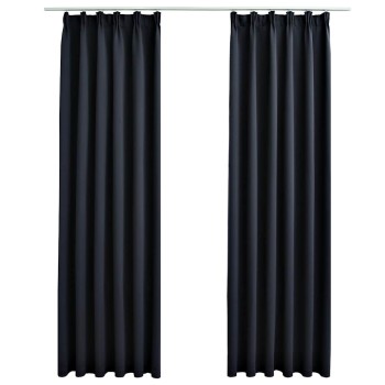 2 db antracitszürke sötétítőfüggöny kampókkal 140 x 225 cm