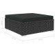 12 részes fekete polyrattan kerti bútorszett párnákkal