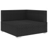 1 db fekete polyrattan moduláris sarokfotel párnákkal