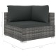 10-részes szürke polyrattan kerti bútorszett párnákkal