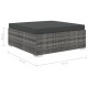 10-részes szürke polyrattan kerti bútorszett párnákkal