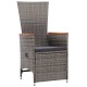 2 db szürke dönthető háttámlás polyrattan kerti szék párnával 2 db szürke dönthető háttámlás polyrattan kerti szék párnával