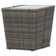 Szürke polyrattan és edzett üveg teázóasztal 41,5x41,5x43 cm