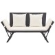 Fekete polyrattan kerti pad párnákkal 176 cm Fekete polyrattan kerti pad párnákkal 176 cm