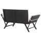 Fekete polyrattan kerti pad párnákkal 176 cm Fekete polyrattan kerti pad párnákkal 176 cm