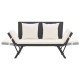 Fekete polyrattan kerti pad párnákkal 176 cm Fekete polyrattan kerti pad párnákkal 176 cm