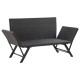 Fekete polyrattan kerti pad párnákkal 176 cm Fekete polyrattan kerti pad párnákkal 176 cm