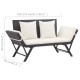 Fekete polyrattan kerti pad párnákkal 176 cm Fekete polyrattan kerti pad párnákkal 176 cm