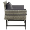 Szürke polyrattan kerti pad párnákkal 176 cm