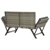 Szürke polyrattan kerti pad párnákkal 176 cm